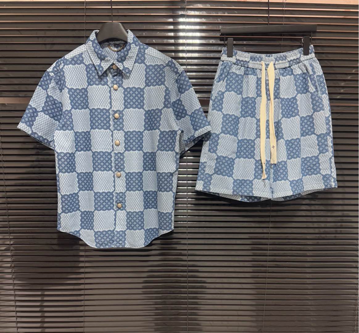 250224 New high quality denim checkerboard suit
