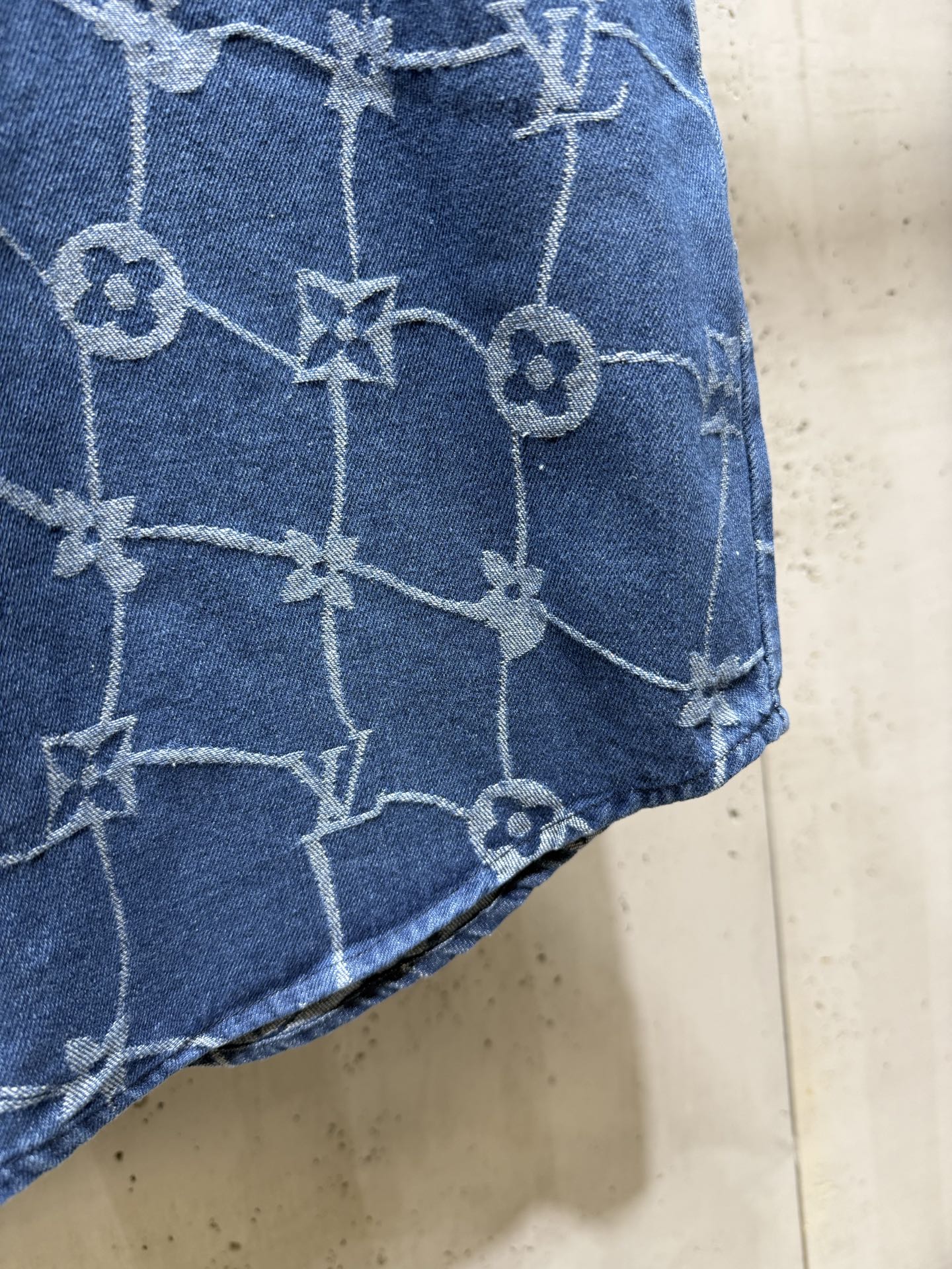 250404 New high-quality blue letter embroidered denim suit
