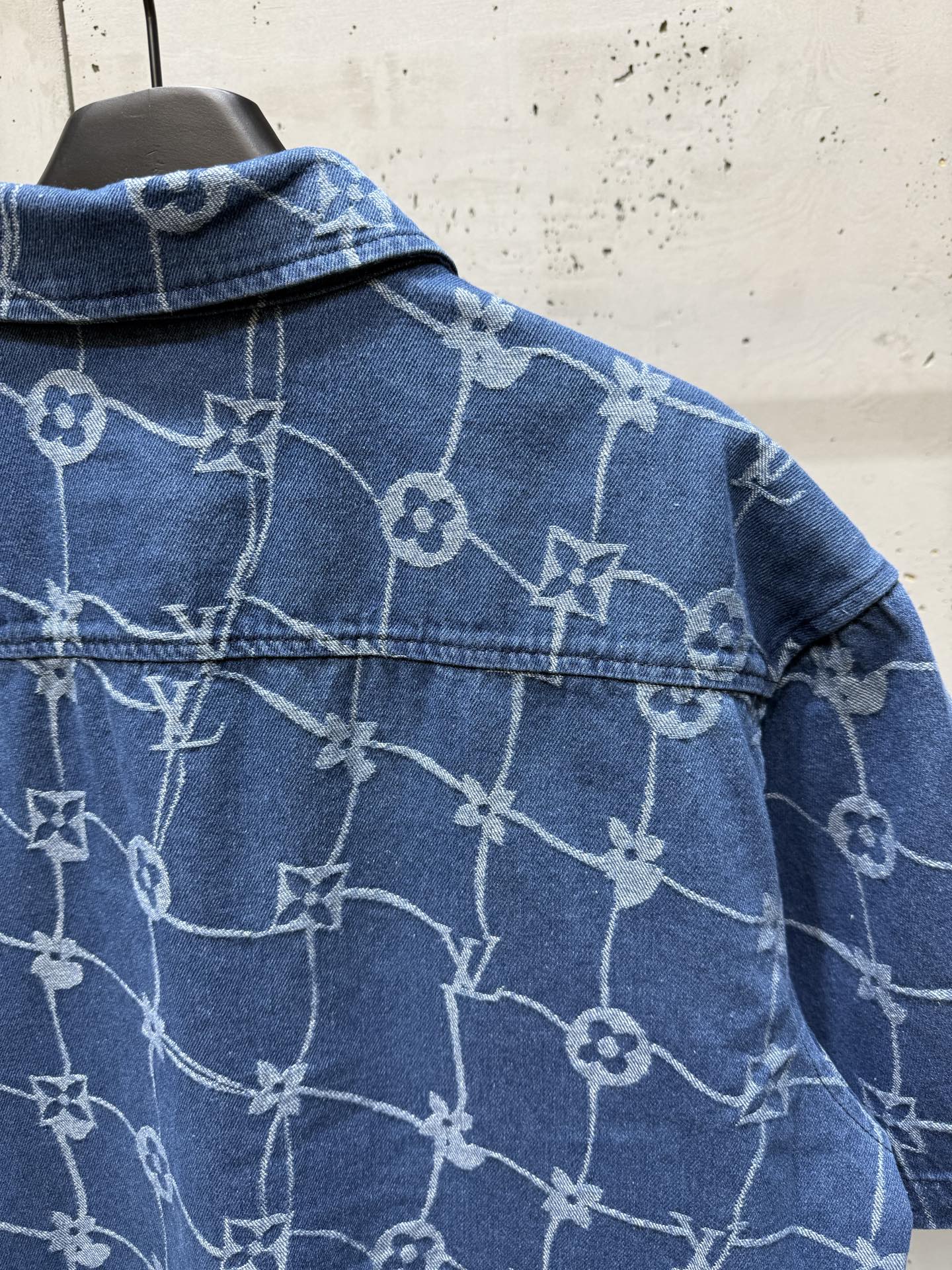 250404 New high-quality blue letter embroidered denim suit