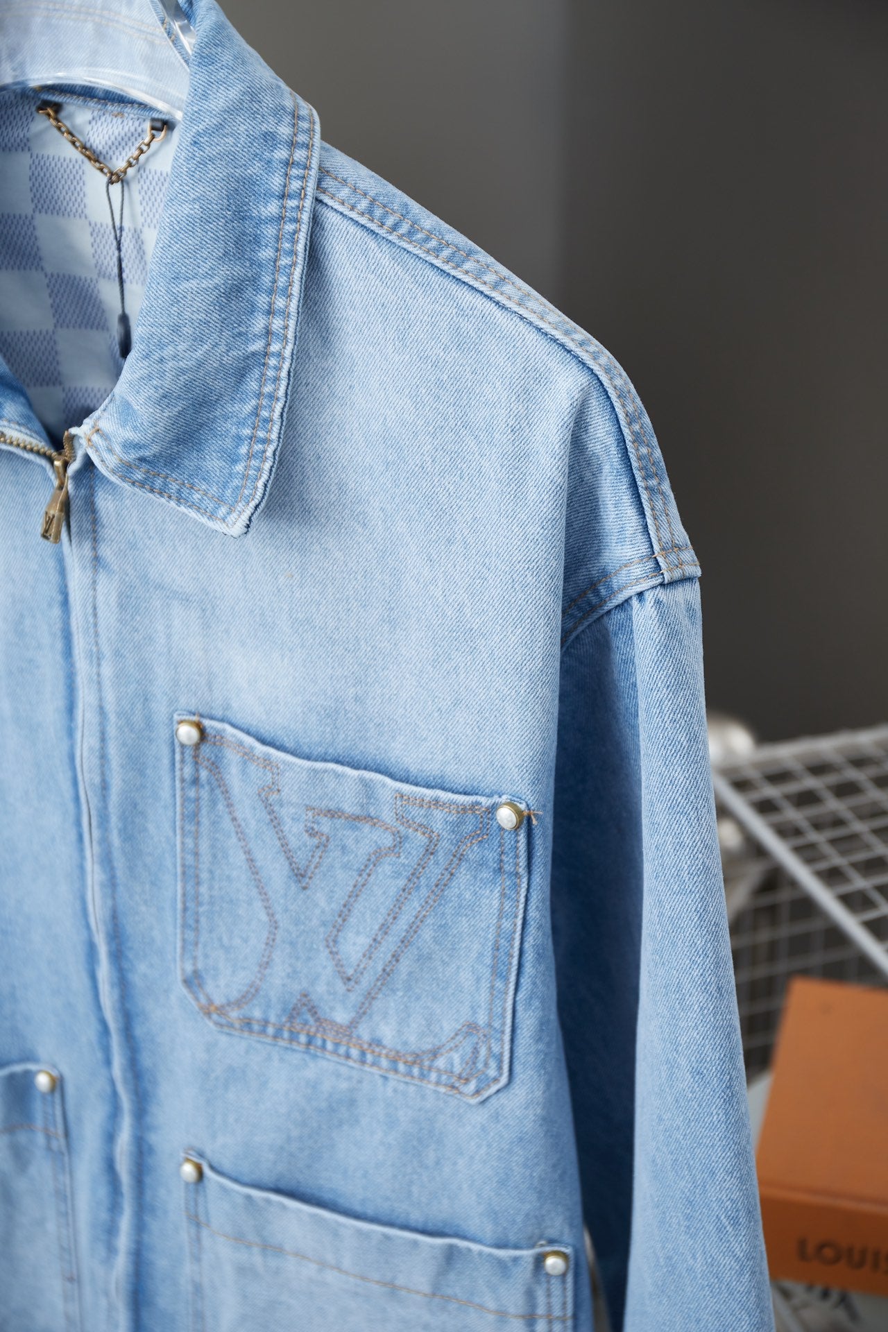 250513 New zipper-embroidered letter denim jacket
