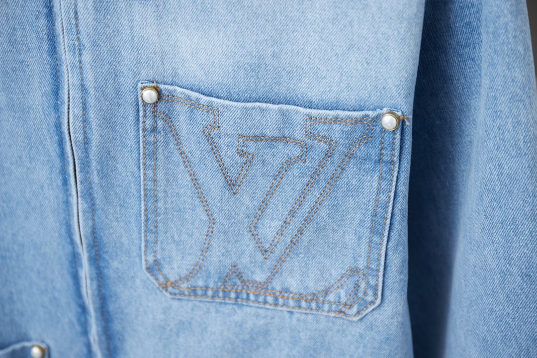 250513 New zipper-embroidered letter denim jacket