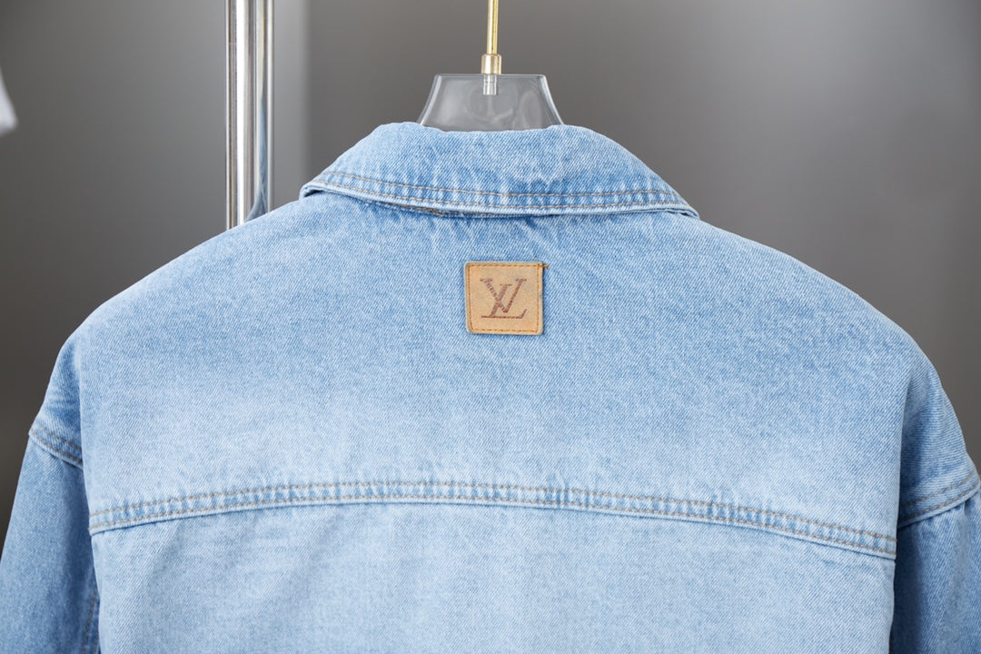 250513 New zipper-embroidered letter denim jacket