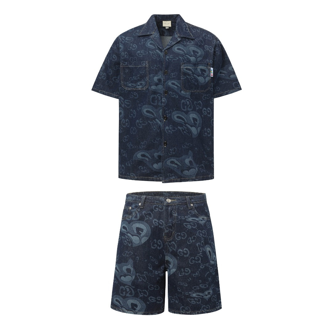 250520 New heart-shaped jacquard denim set