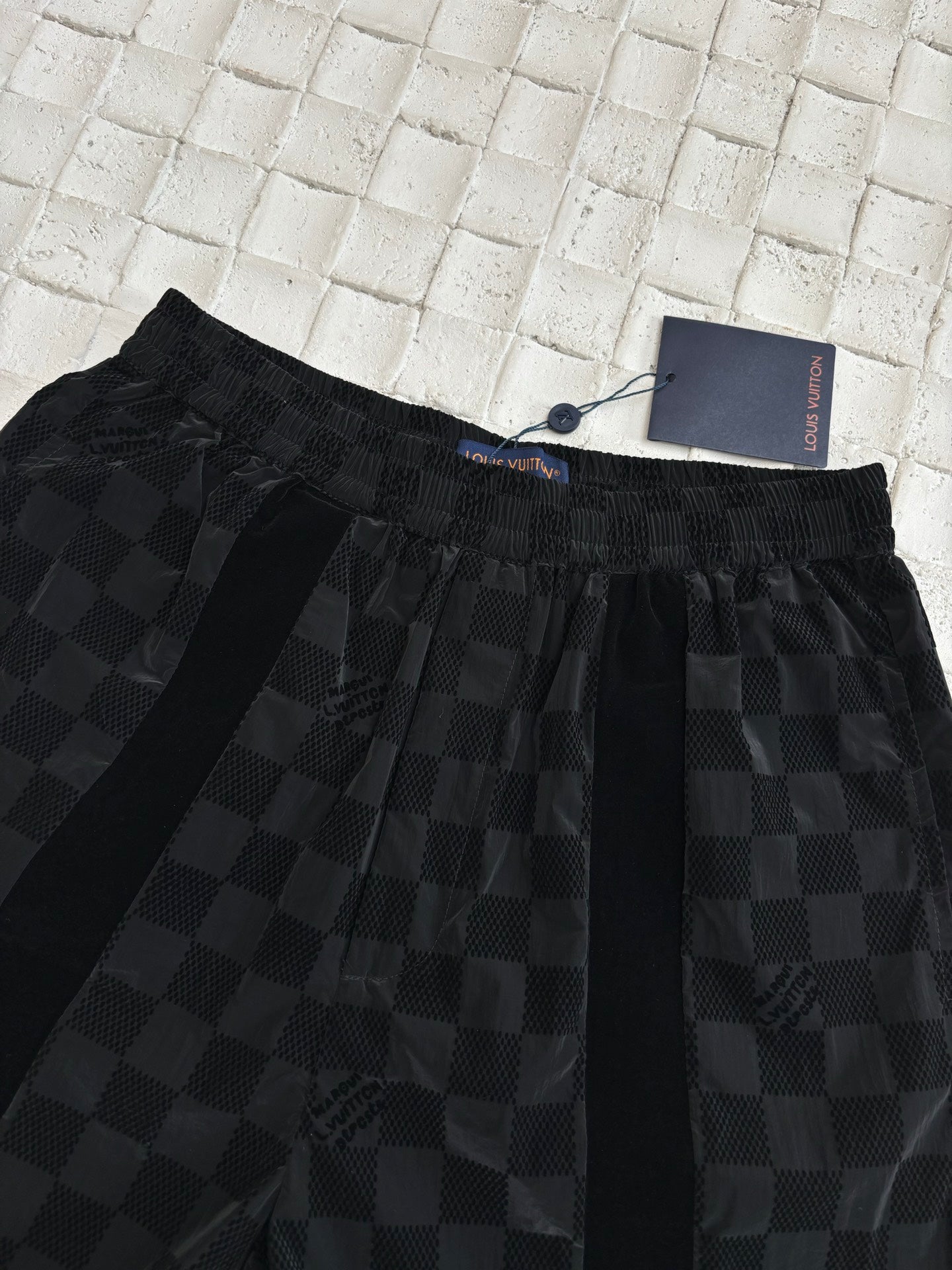 250617 New checkerboard letter velvet jacquard trousers