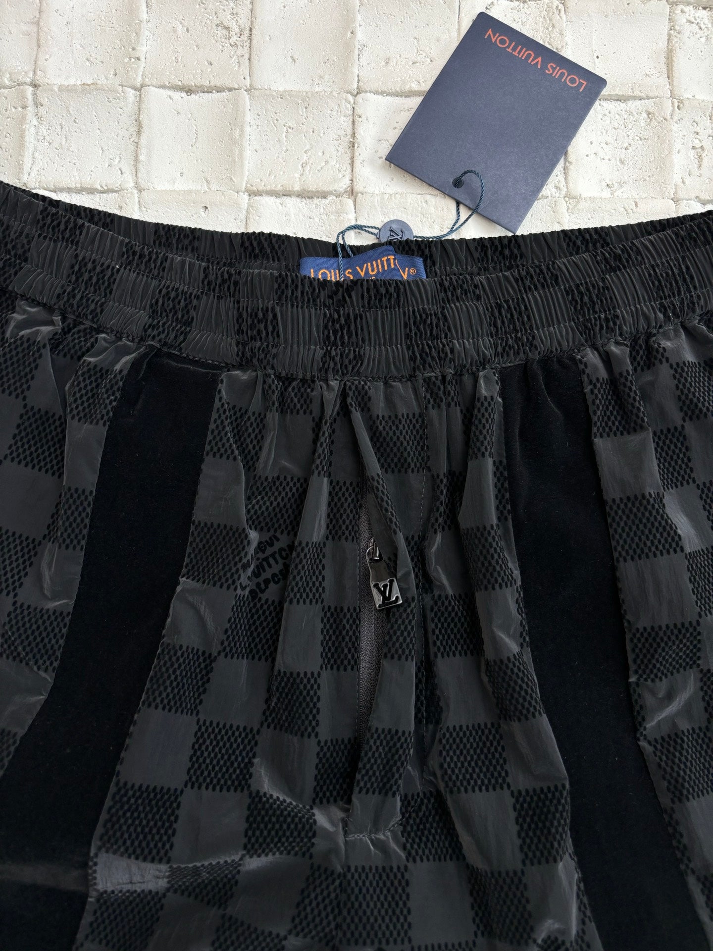 250617 New checkerboard letter velvet jacquard trousers