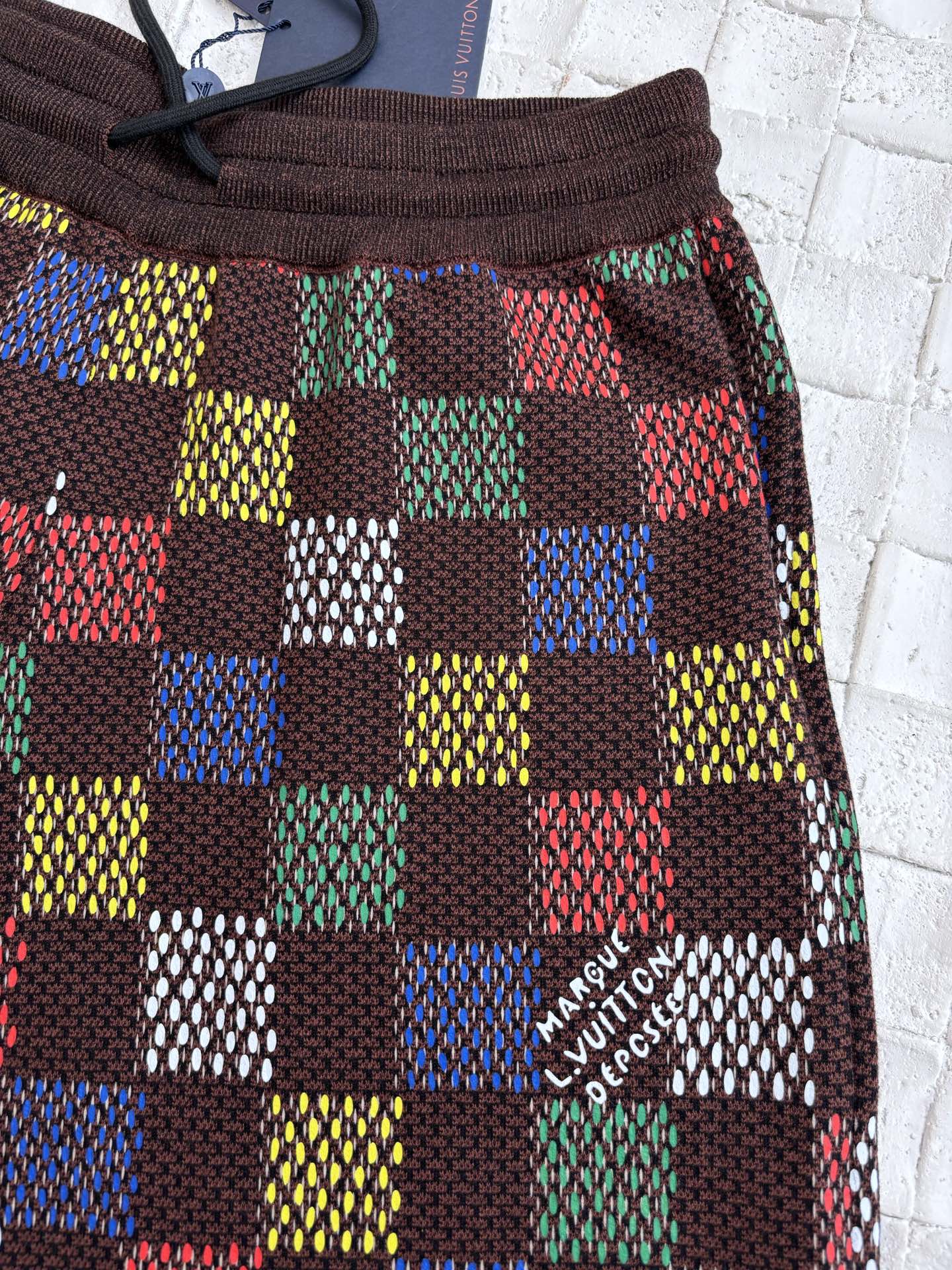 250624 New color checkerboard embossed jacquard knitted shorts