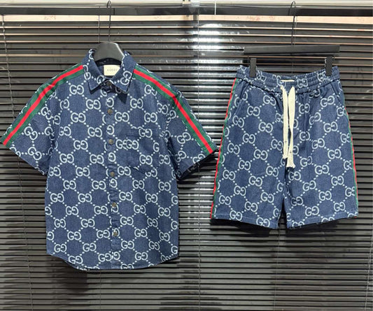 250224 New high quality denim jacquard stitching suit
