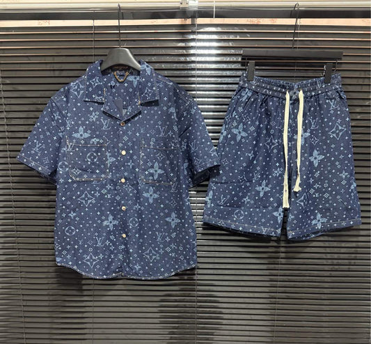 250224 New high quality denim jacquard wash suit