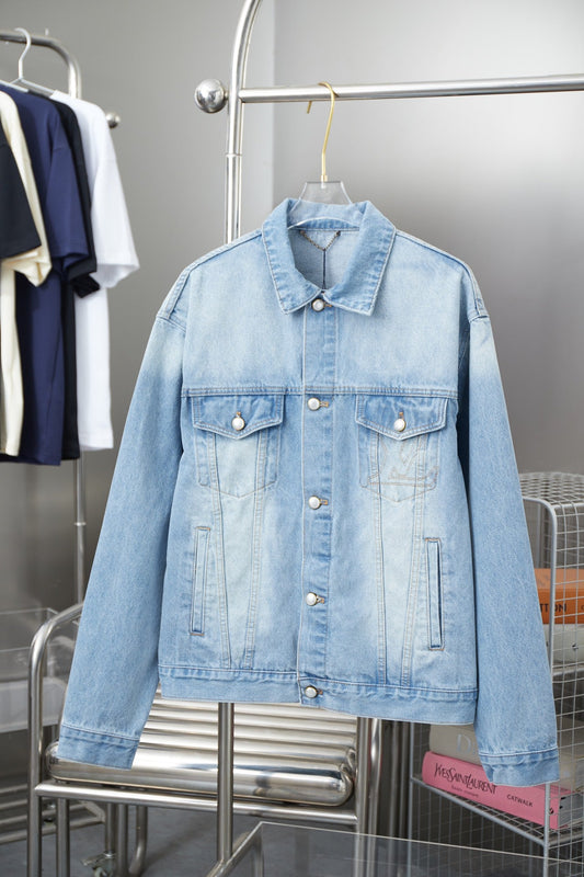 250513 New zipper-embroidered letter denim jacket