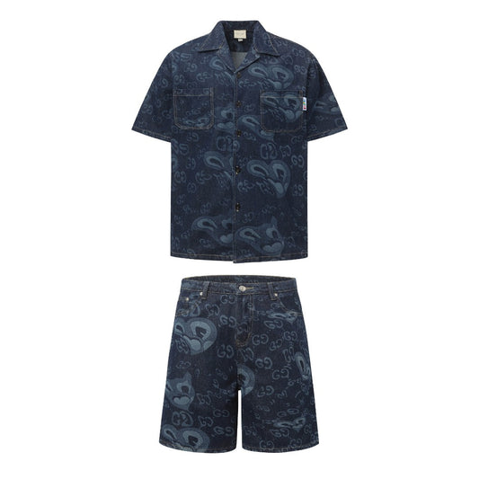 250520 New heart-shaped jacquard denim set