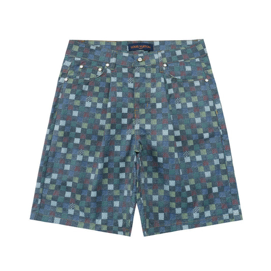 250520 New Mosaic colored checkered jacquard shorts