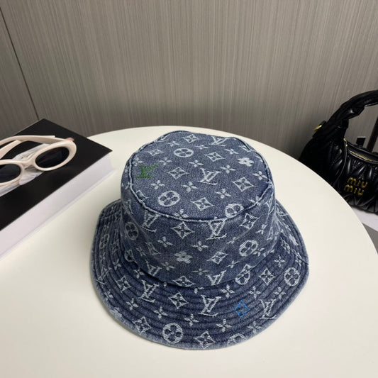 250527  New full-print denim fisherman's hat