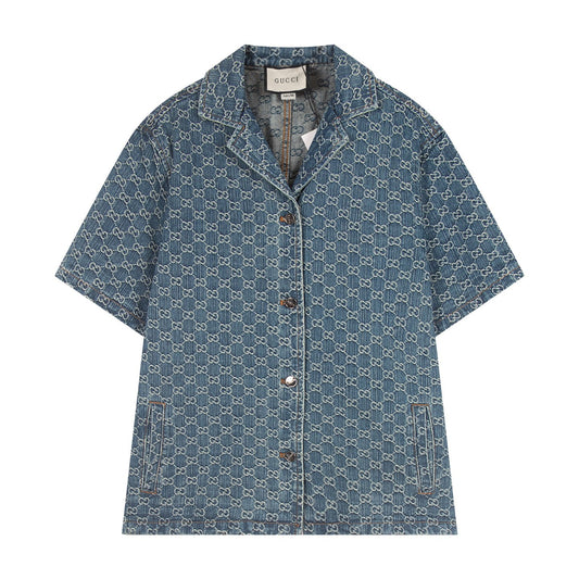 250614 New high-quality casual jacquard denim shirt