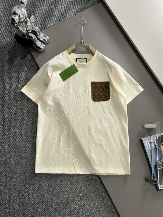 250617 New high-quality full-printed jacquard knitted t-shirt