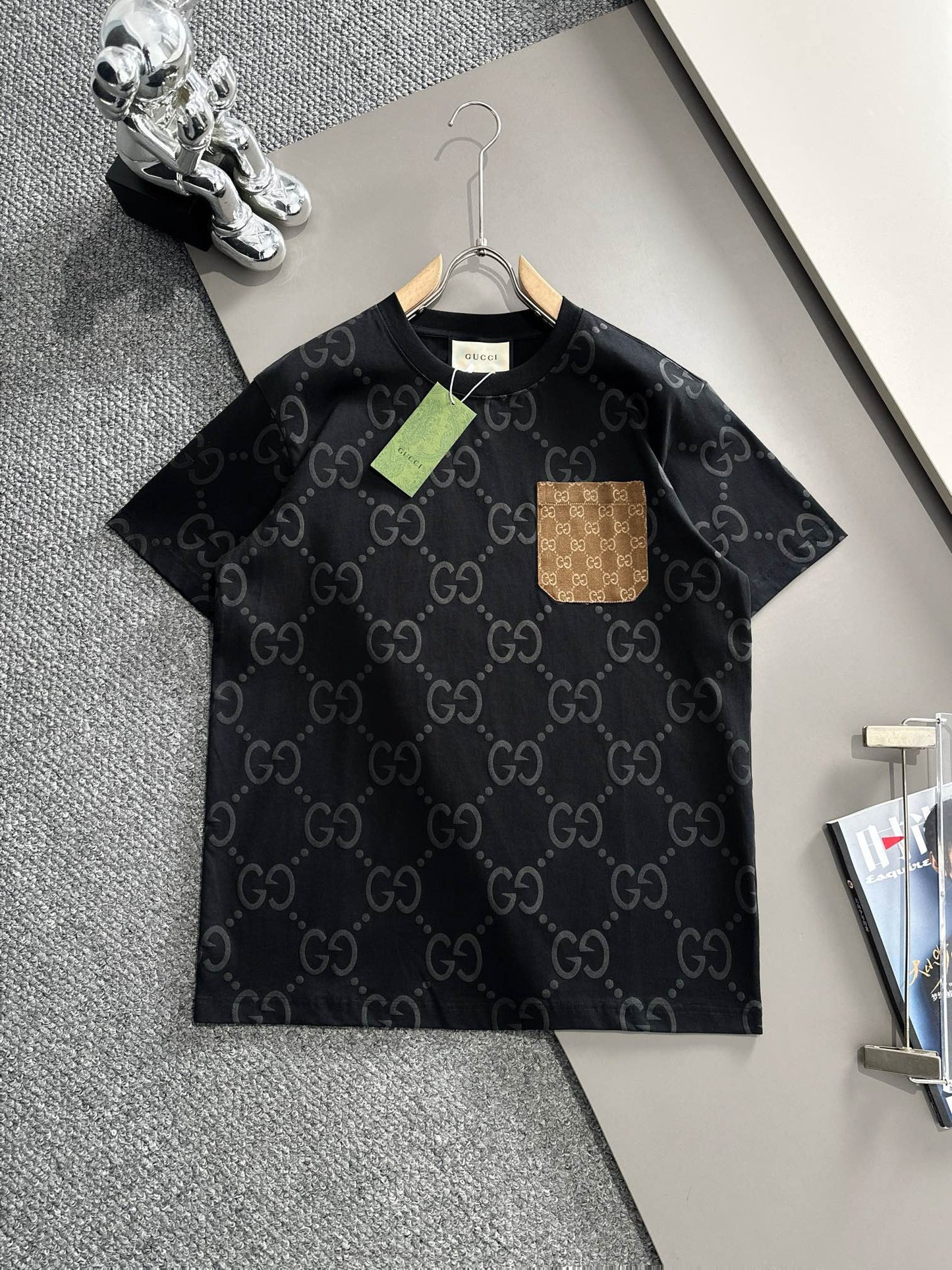 250617 New high-quality full-printed jacquard knitted t-shirt