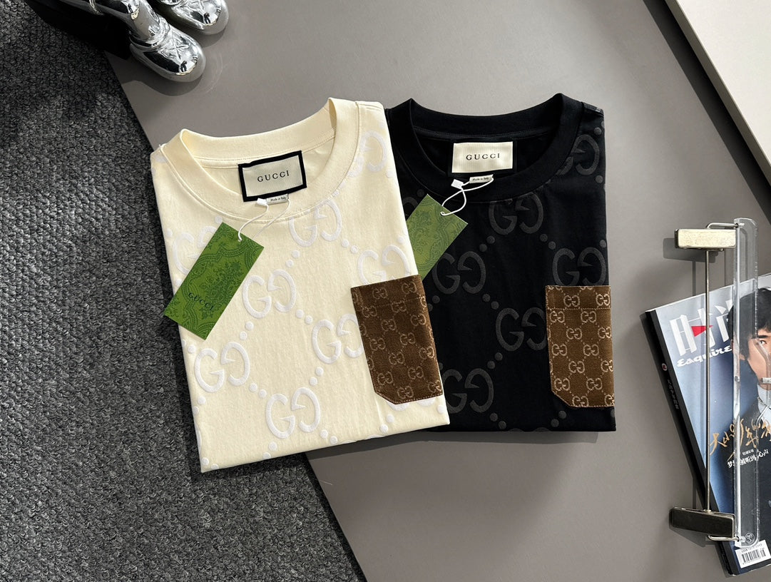 250617 New high-quality full-printed jacquard knitted t-shirt