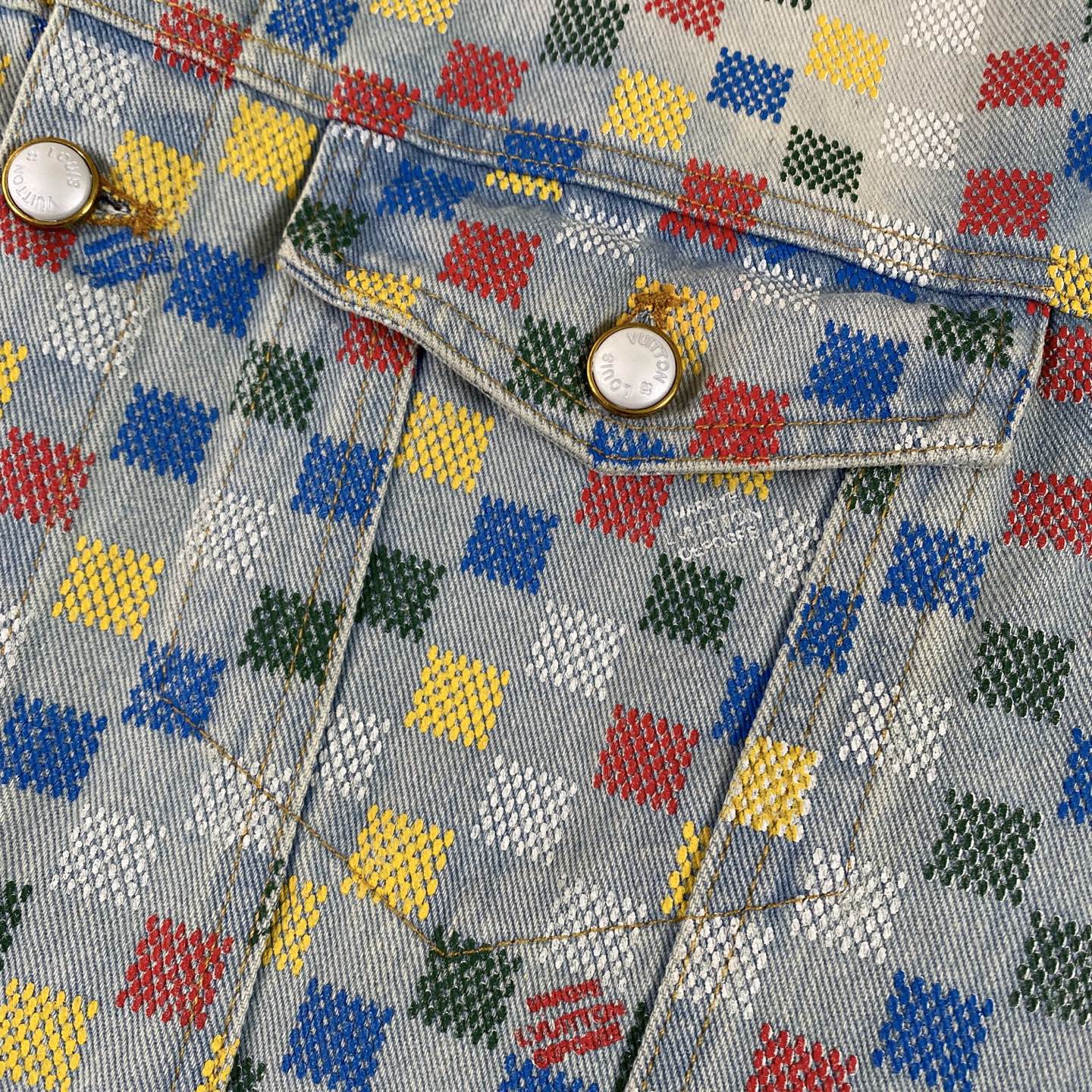 250617 New high-quality dopamine-colored pixel checkered jeans