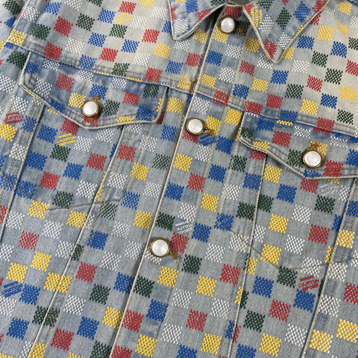 250617 New high-quality dopamine-colored pixel checkered jeans