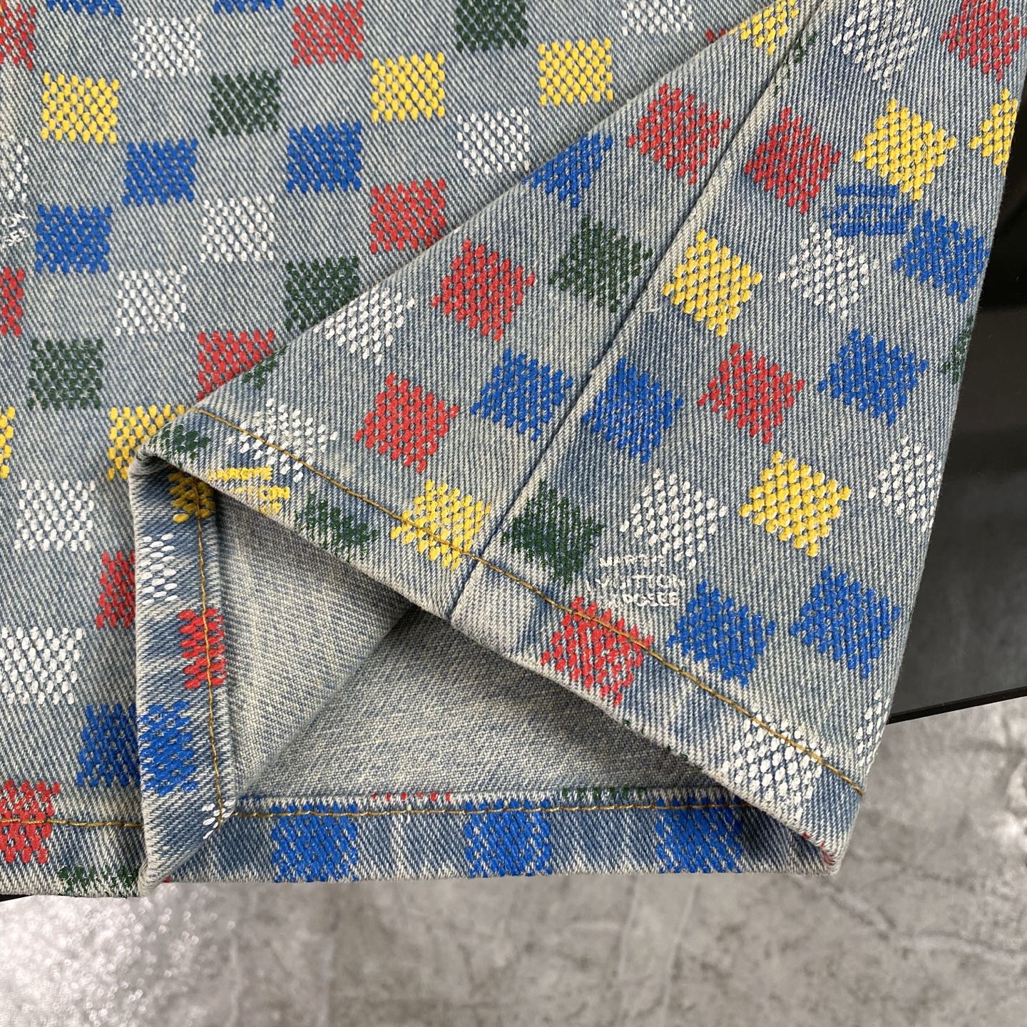 250617 New high-quality dopamine-colored pixel checkered jeans