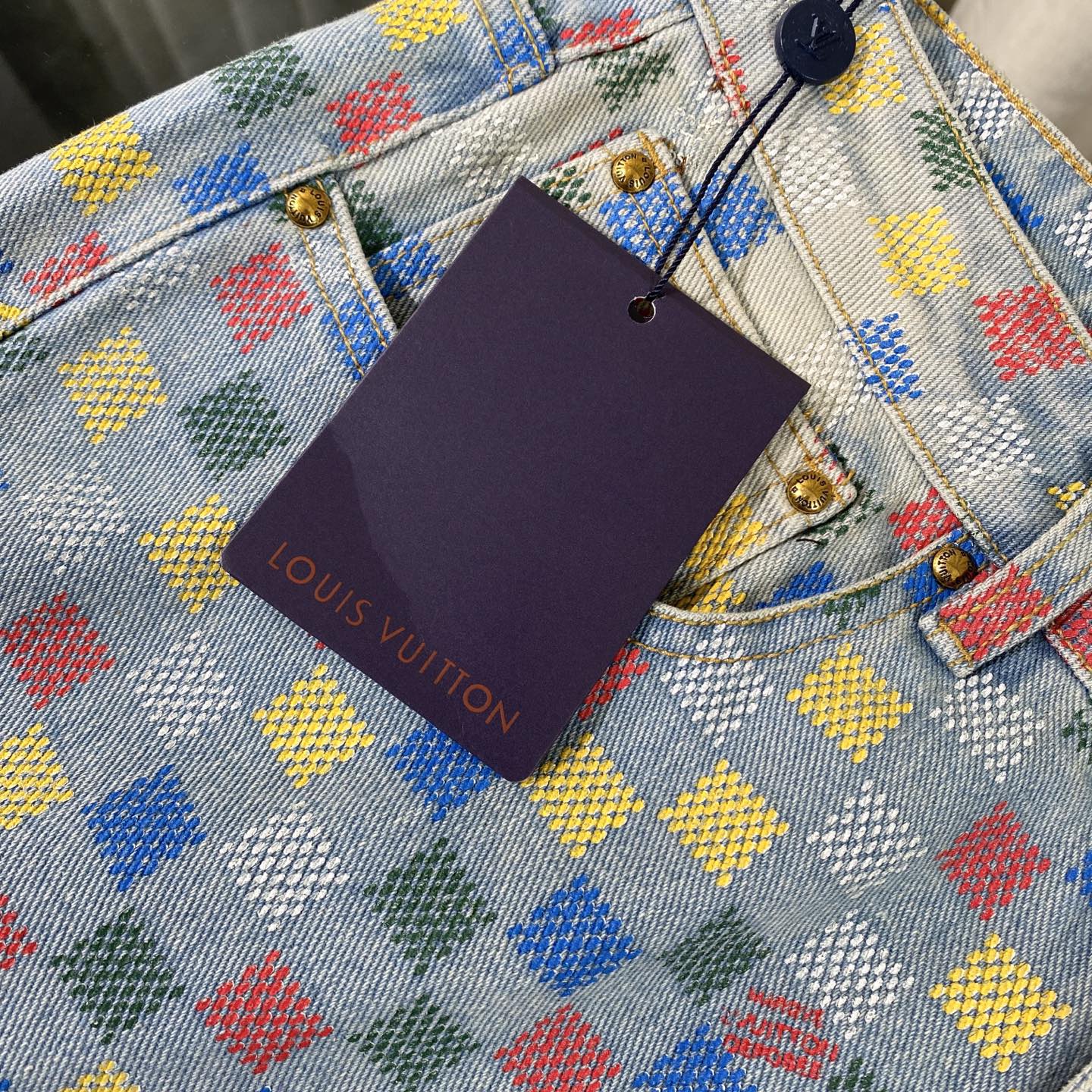 250617 New high-quality dopamine-colored pixel checkered jeans