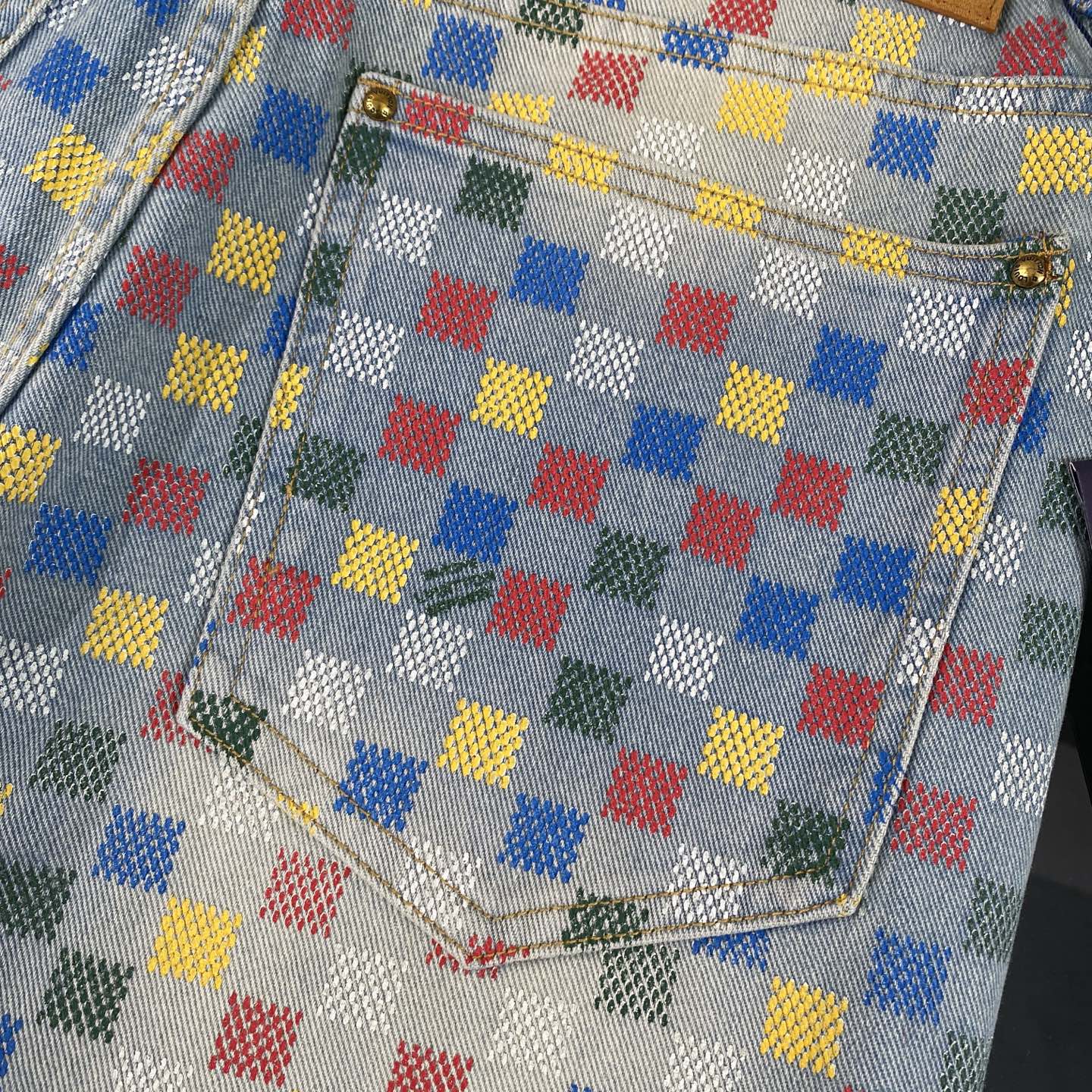 250617 New high-quality dopamine-colored pixel checkered jeans